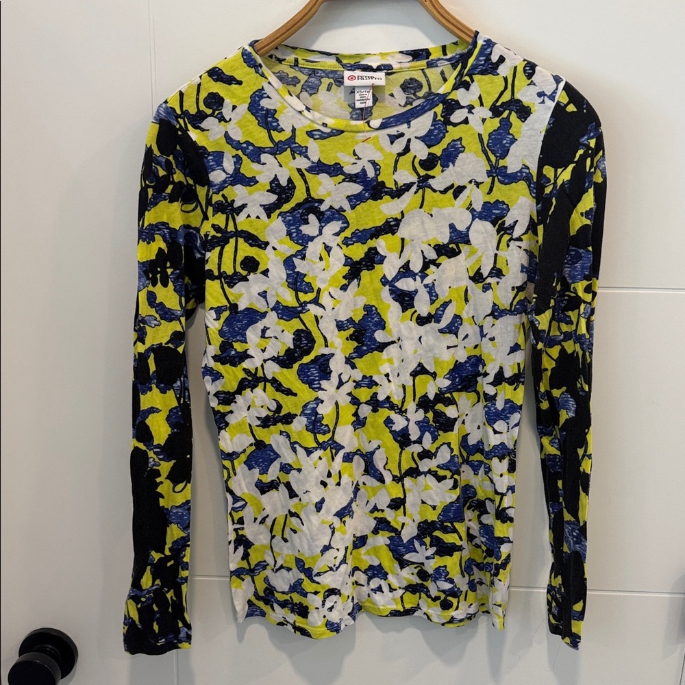 Peter Pilotto Floral Long Sleeve Top in Yellow, Blue & White size XS